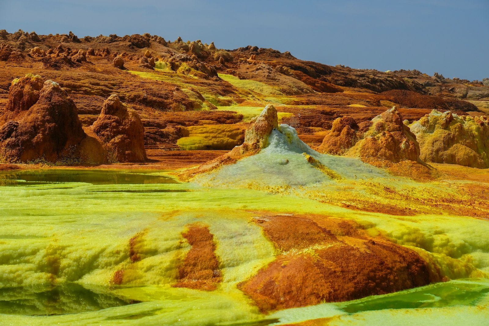 Gele zwavelvelden van Dallol in Ethiopie