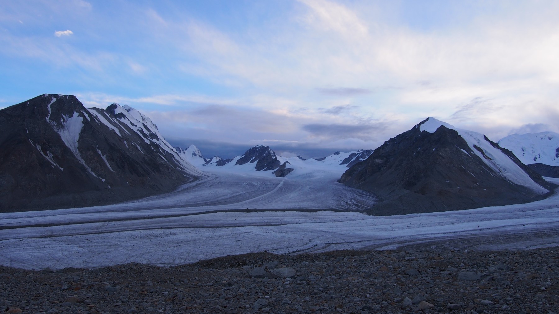 Potanin glacier at blue hour in the Altai